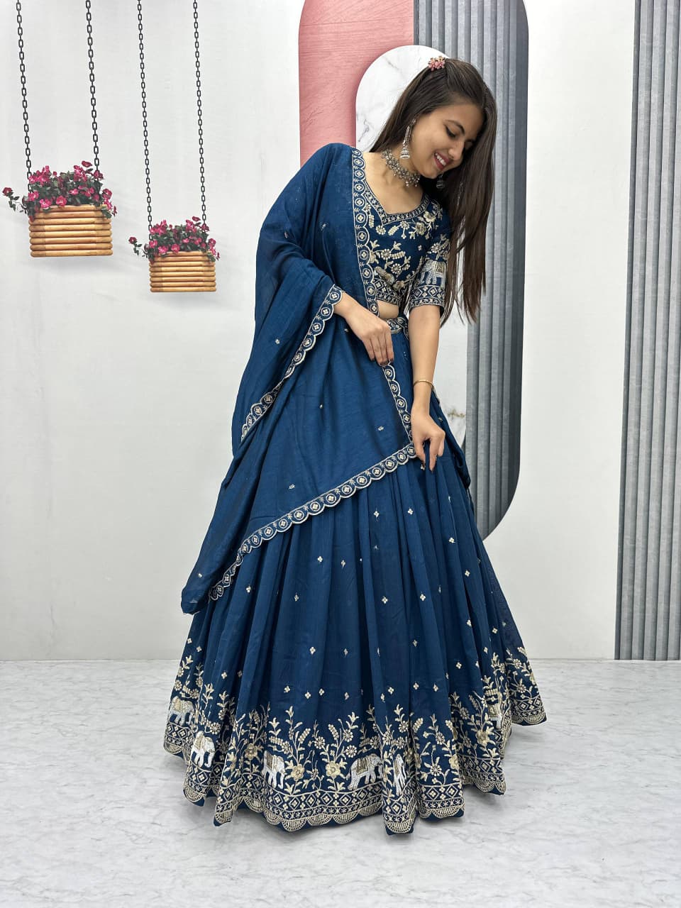 JK fabric is Launching New Festival Lehenga Choli (Blue)